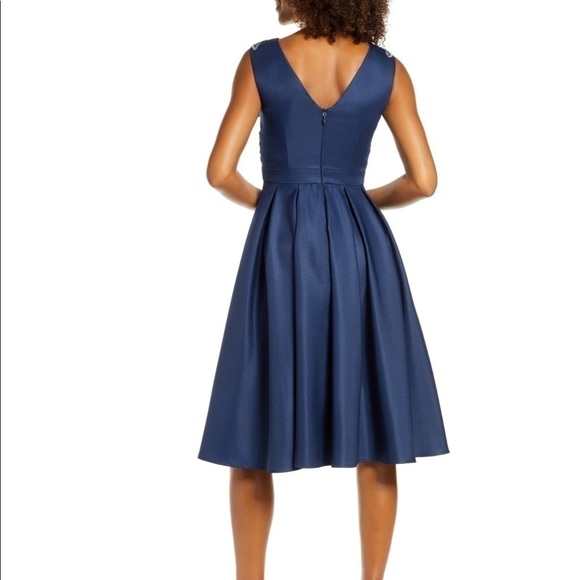 Nwt CHI CHI LONDON Appliqué Fit Flare Party Dress Navy 4 - Picture 4 of 14